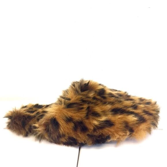 J. CREW Fuzzy Leopard Print Mule Slip-On Slippers Brown Black 7 8 - Picture 4 of 7